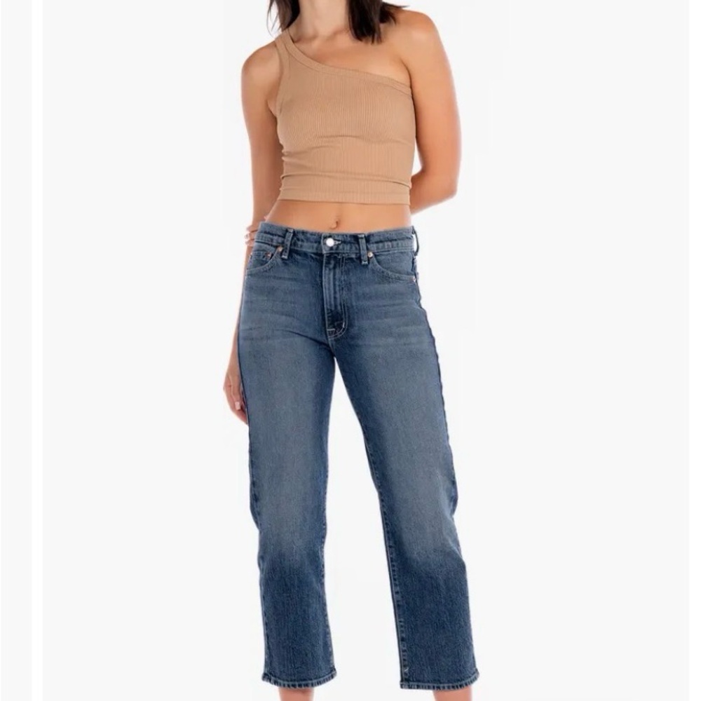 NWT Modern American Cropped Straight-Leg Women's Jeans in Stereo Blue